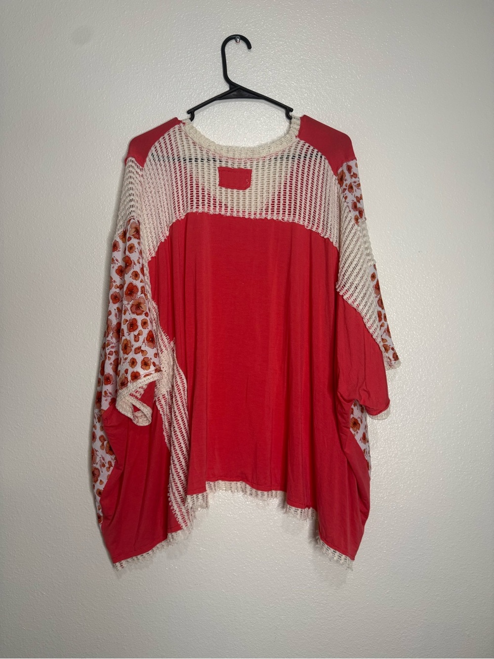 POL Coral V-Neck Top with Cream Crochet Trim (Box H) - Picture 10 of 10
